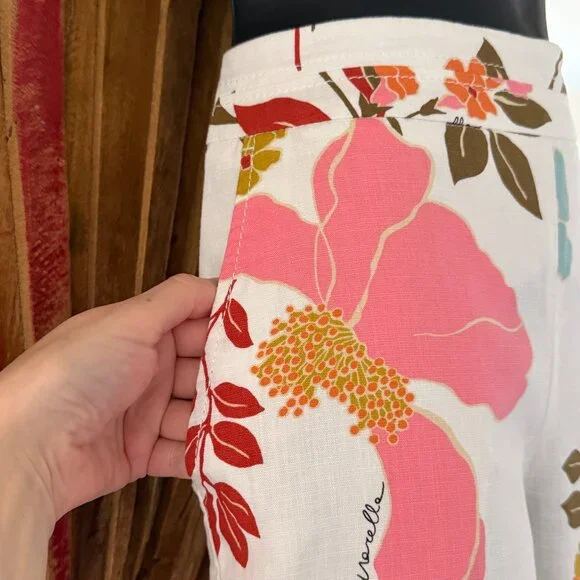 Marella tropical floral print cotton pants Sz 2 pockets - Picture 3 of 14